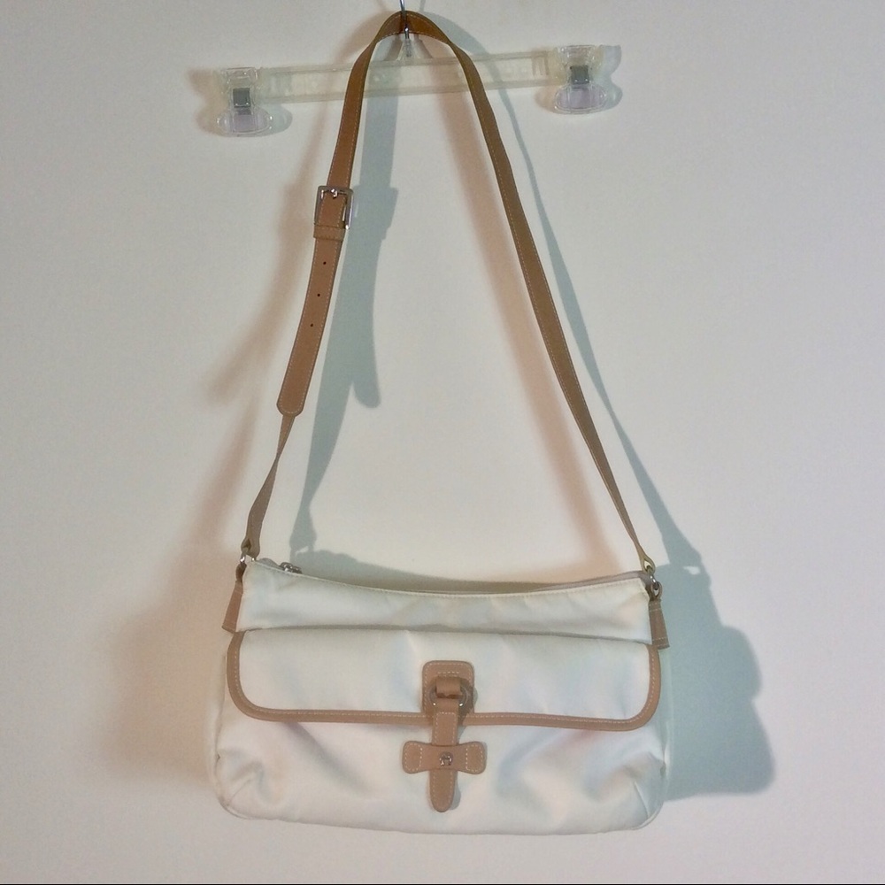 Vintage Eitenne Aigner White Baugeutte Bag Adjustable Strap Pink Pockets Purse - Picture 2 of 7